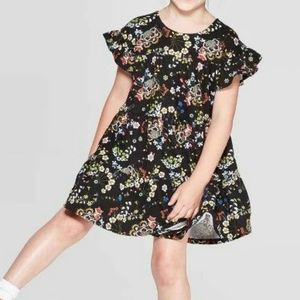 ART CLASS Toddler girl black paisley print dress